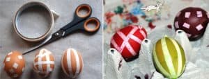 Malowanie jaj przy pomocy taśmy samoprzylepnej Malowanie jaj przy pomocy taśmy samoprzylepnej